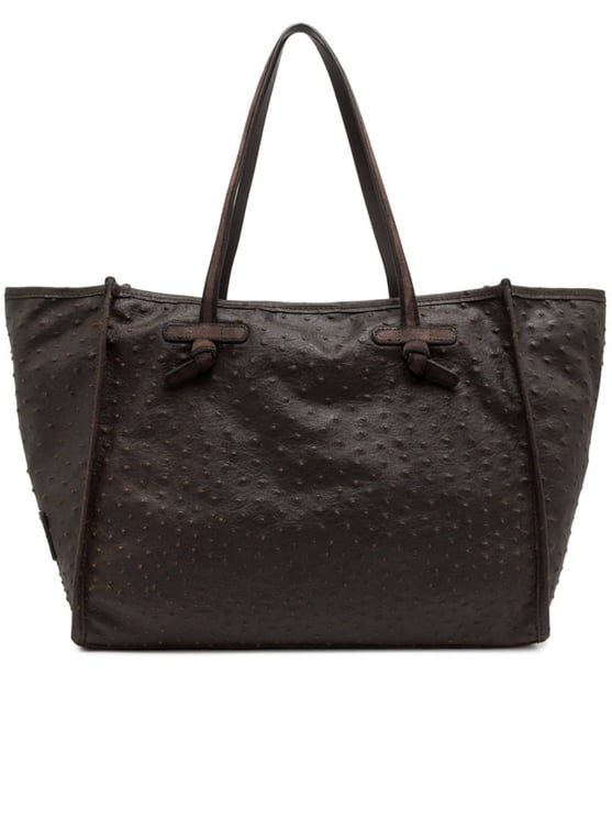 Gianni Chiarini Dark Brown Marcella Ostrich Textured Tote Bag