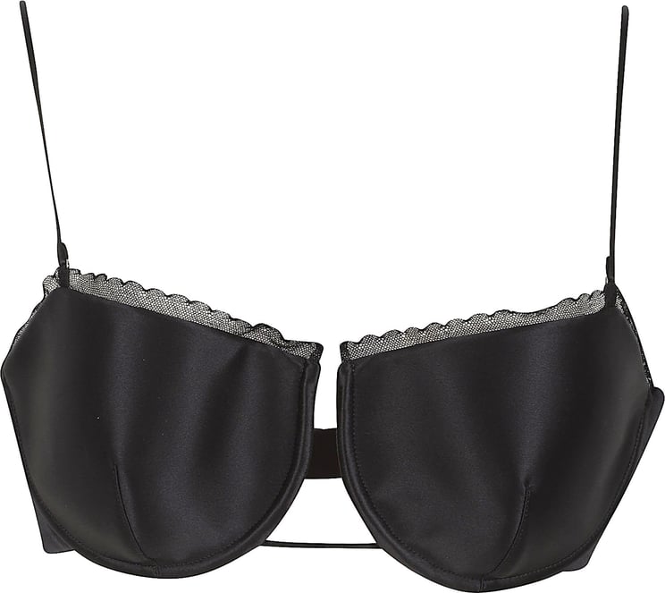 Givenchy Structured Black Silk Bodysuit with Lace Trim
