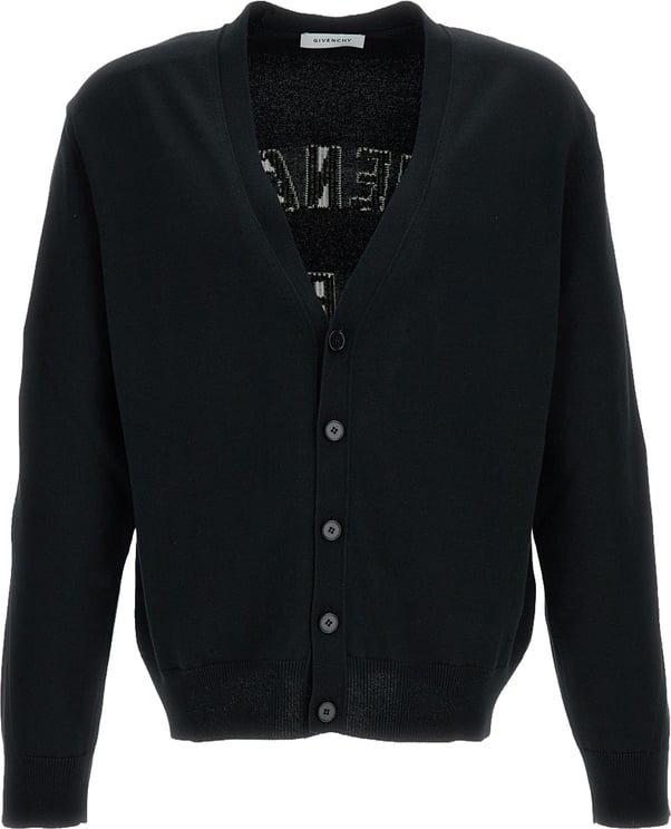 Givenchy Contrast Intarsia V-Neck Long-Sleeved Cardigan with Couture Seams
