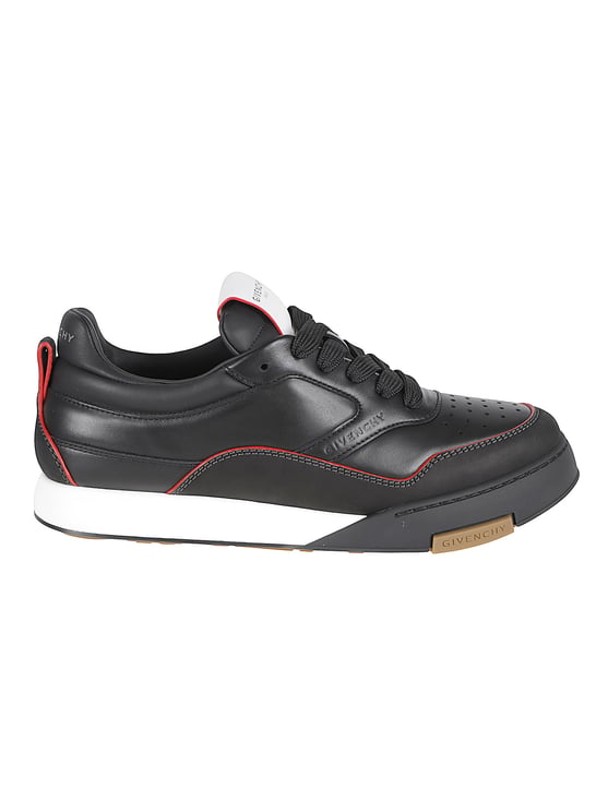 Givenchy Black Leather Sneakers with Bold Red Accents