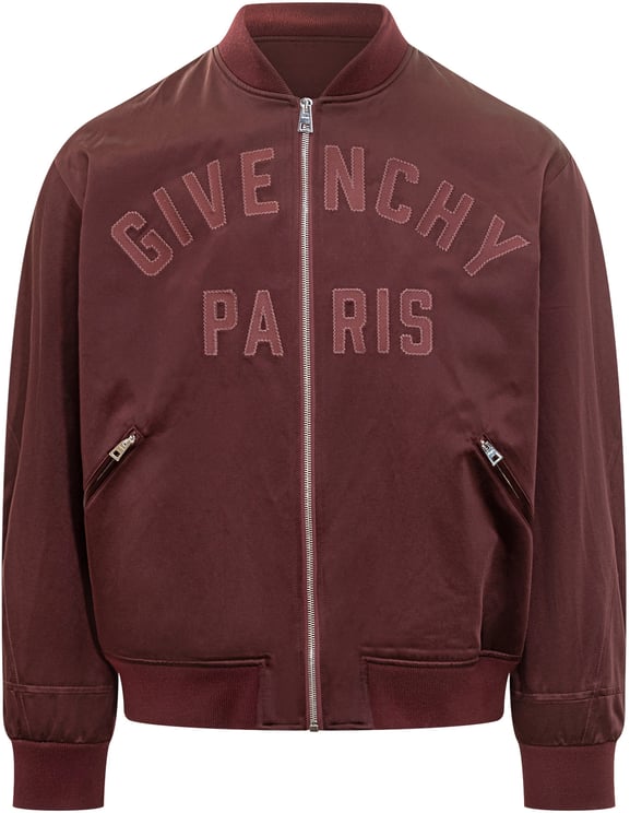 Givenchy Bomber Bordeaux con Logo Ricamato Givenchy