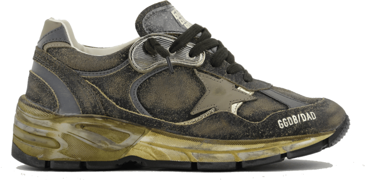 Golden Goose Running Dad Black Silver Kaki