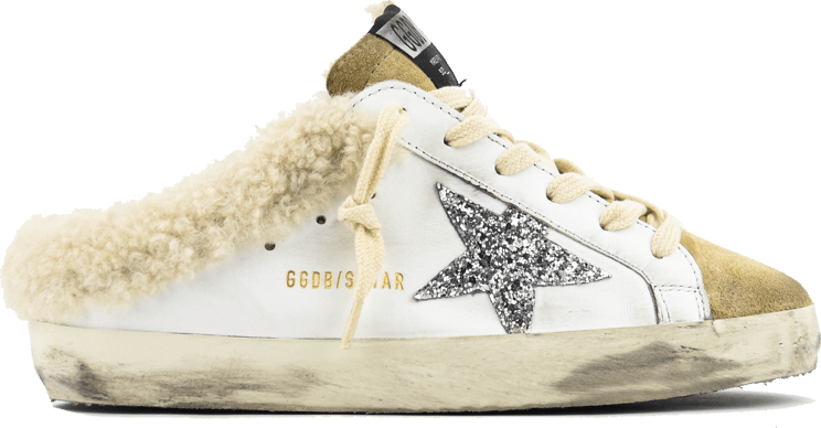 Golden Goose Super Star Sabot White Silver