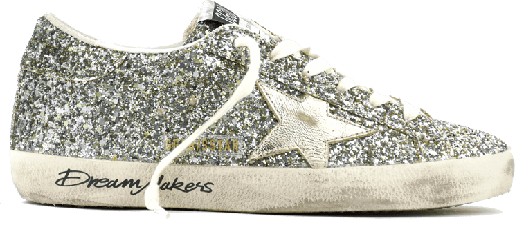 Golden Goose Super Star Glitter Platinum Green