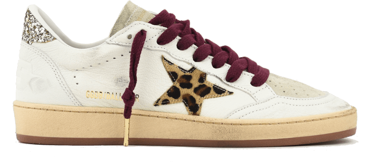 Golden Goose Ball Star White Grey Leopard