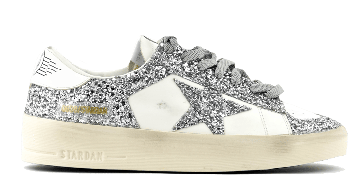 Golden Goose Stardan White Silver Glitter