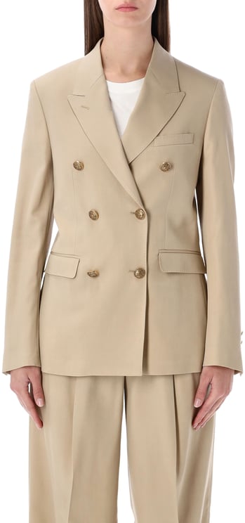 Golden Goose Golden Goose sand double-breasted blazer with gold heraldic buttons