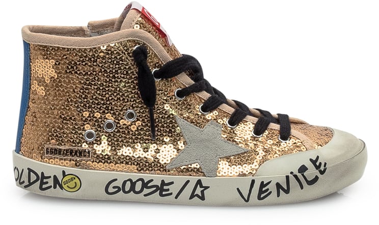 Golden Goose Golden Goose Kids Sneakers Mid Star con Paillettes Oro