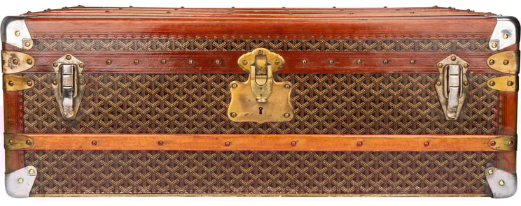 Goyard Goyard Goyardine "JVC" Cabin Trunk Suitcase Koffer Malle 90