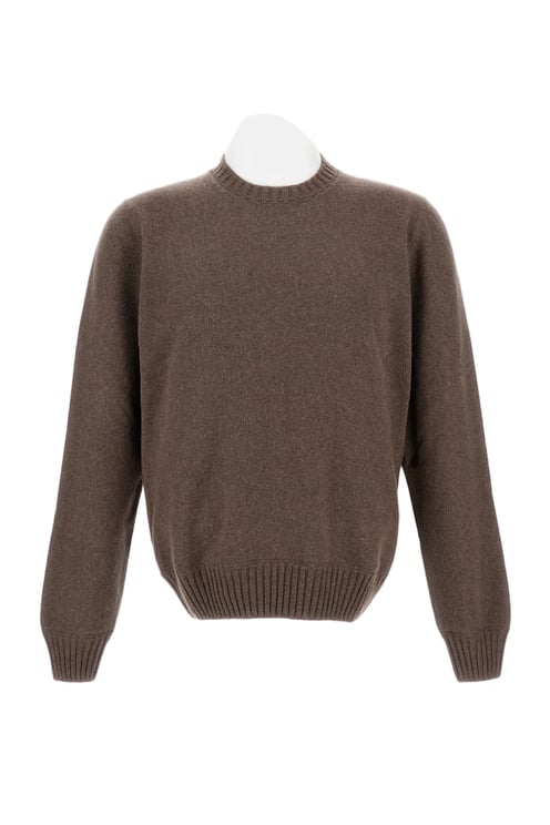 Gran Sasso Brown Cashmere Crewneck Sweater