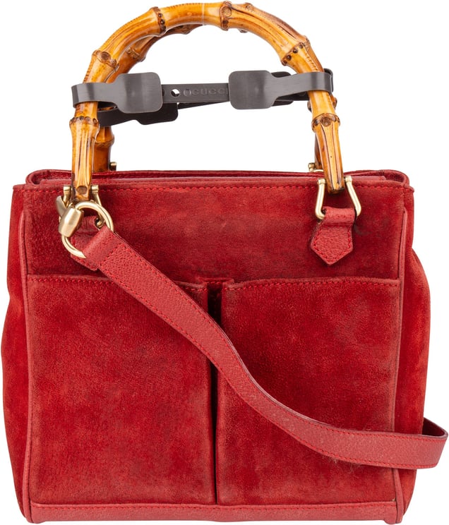 Gucci Gucci Suede Bamboo Top Handle Handbag