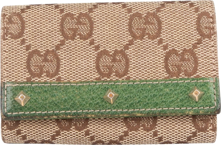 Gucci Gucci Monogram GG Canvas Studded Key Holder