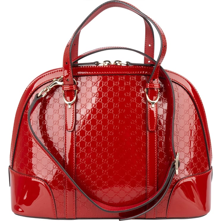 Gucci Gucci Red Microguccissima Patent Leather Dome Handbag