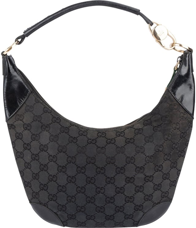 Gucci Gucci Monogram GG and Patent Leather Hobo Shoulder Bag