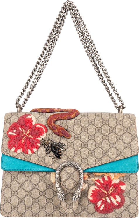 Gucci Gucci Monogram GG Supreme Floral and Snake Embroided Dionysus Shoulder Bag