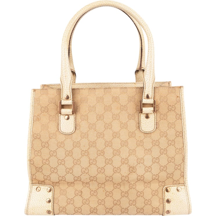 Gucci Gucci Monogram GG Canvas Studded Tote Handbag