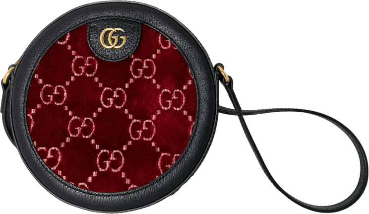 Gucci Gucci Runde GG Umhängetasche Velvet Rot Fullset / neuwertig