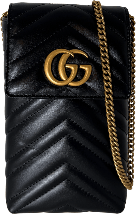 Gucci Gucci GG Marmont Phone Crossbody Bag Schwarz / neuwertig