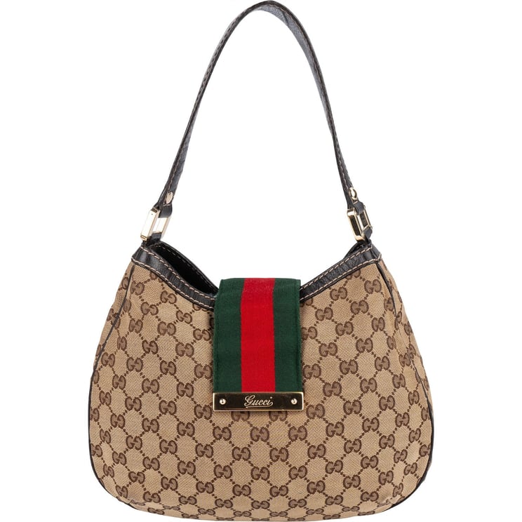 Gucci Gucci Monogram GG Canvas Sherry Line Web Stripe Hobo Shoulder Bag