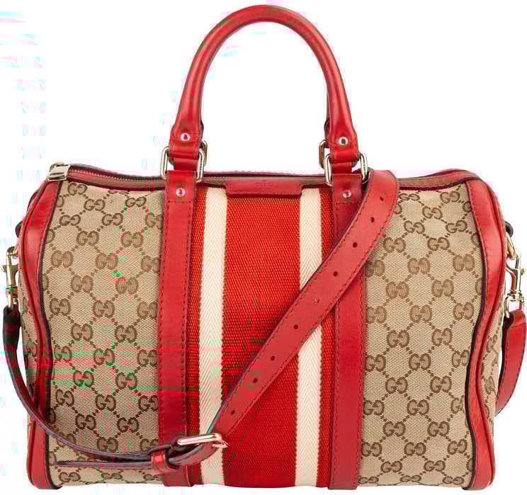 Gucci Gucci Monogram GG Canvas Vintage Web Boston Handbag