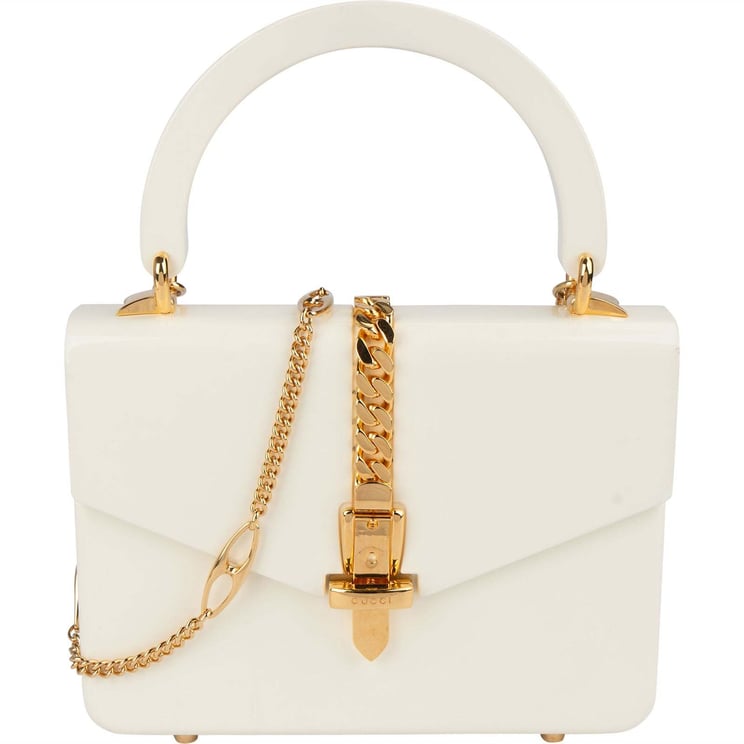 Gucci Gucci White Plexiglass Sylvie 1969 Mini Top Handle Handbag