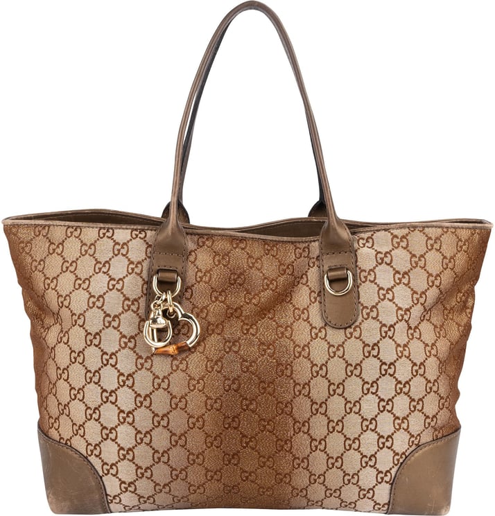 Gucci Gucci GG Shimmer Monogram Heart Charm Tote Handbag