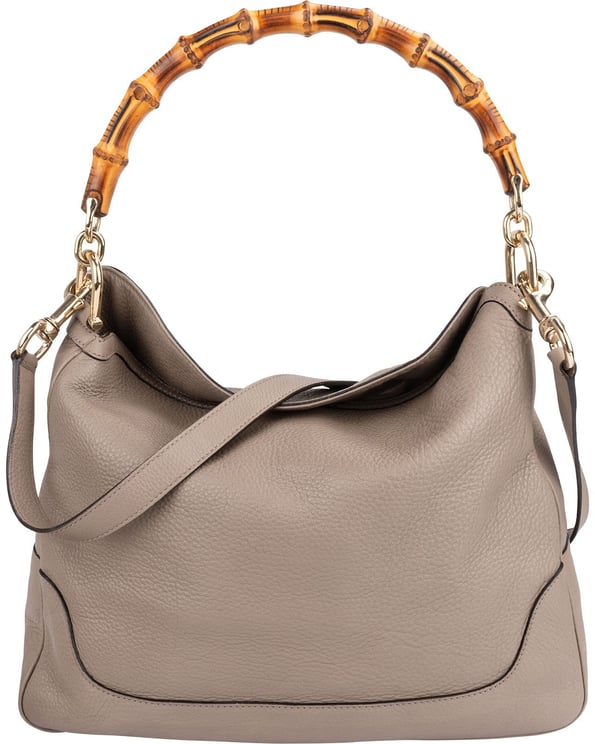 Gucci Gucci Pebbled Leather Bamboo Shopper Hobo Shoulder Bag