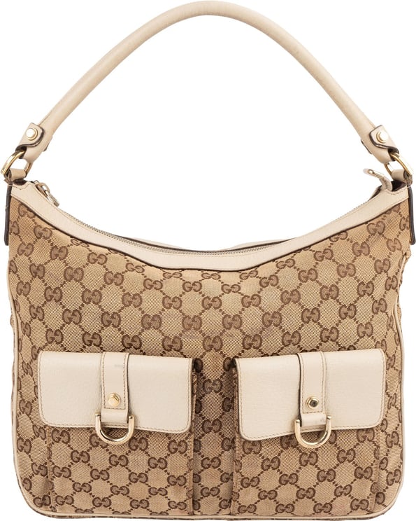 Gucci Gucci Monogram GG Abbey Double Pocket Hobo Shoulder Bag