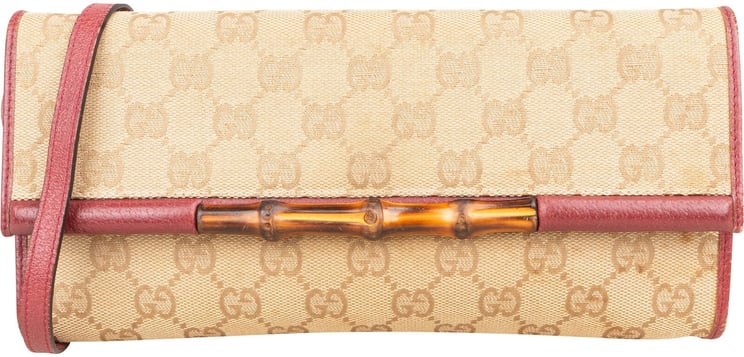 Gucci Gucci Monogram GG Canvas Bamboo Bar Clutch Crossbody Bag