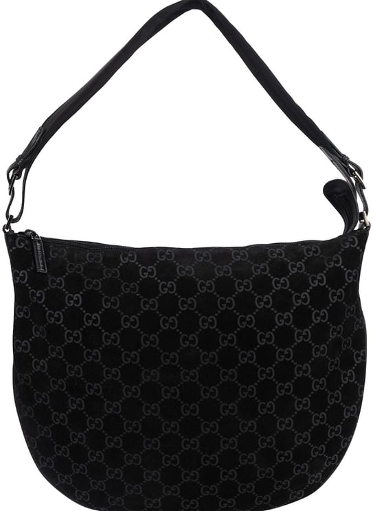 Gucci Gucci Monogram Suede GG Hobo Shoulder Bag