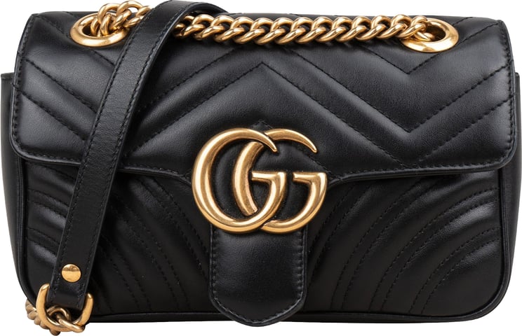 Gucci Gucci Red Leather GG Marmont Flap Crossbody Bag