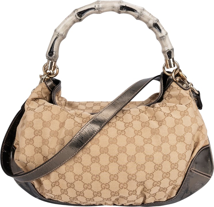 Gucci Gucci Monogram GG Bamboo Handle Shoulder Bag