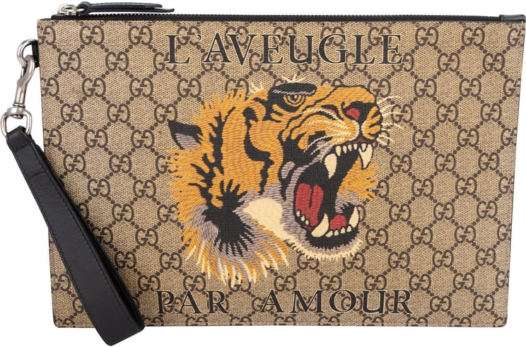 Gucci Gucci Monogram GG Supreme Tiger L'Aveugle Par Amour Clutch