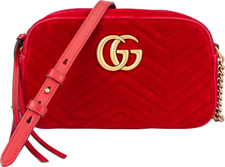 Gucci Gucci Red Velvet GG Marmont Crossbody Bag