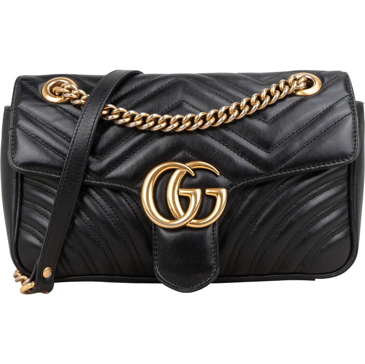 Gucci Gucci Chevron Matelassé Leather GG Marmont Medium Crossbody Bag