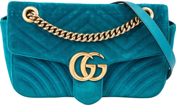 Gucci Gucci Blue Velvet GG Marmont Crossbody Bag