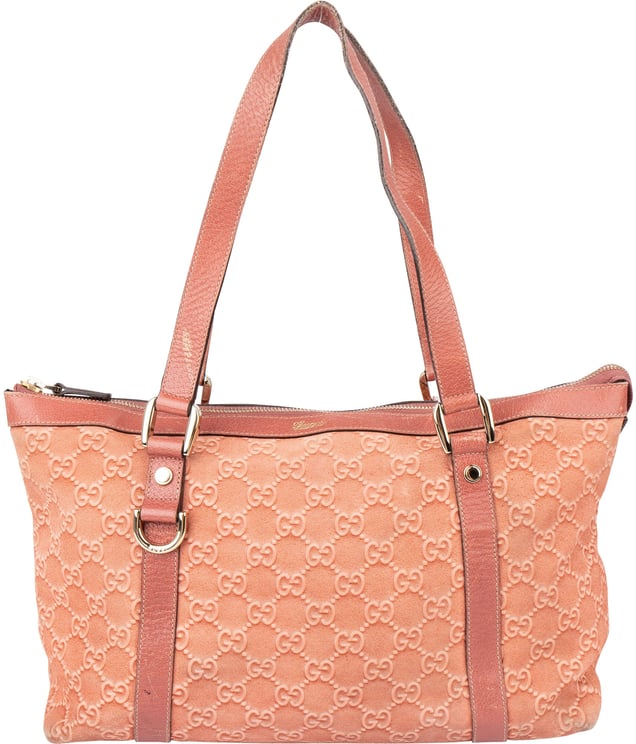 Gucci Gucci Pink Suede Monogram Abbey Handbag