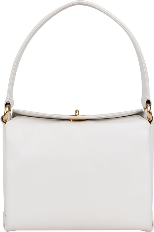 Gucci Gucci All White Leather Turnlock Handbag