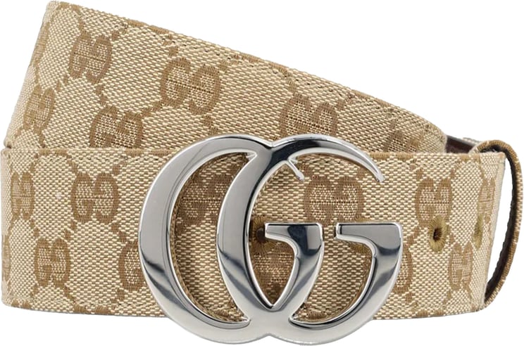 Gucci Beige Interlocking Double-G Pattern Slim Belt