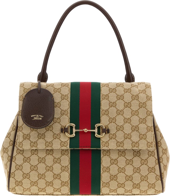 Gucci Horsebit Monogram Canvas Handbag
