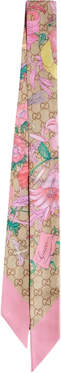 Gucci Beige Light Flora Twill Scarf