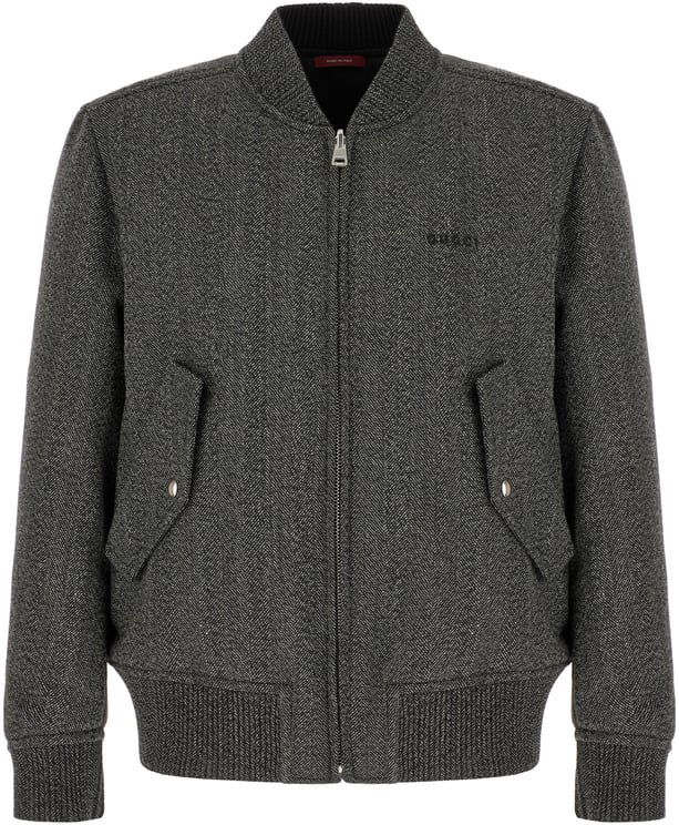 Gucci Gucci Embroidered wool reversible padded bomber jacket