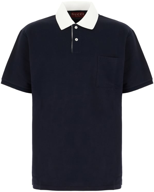 Gucci Gucci Navy blue stretch cotton polo shirt