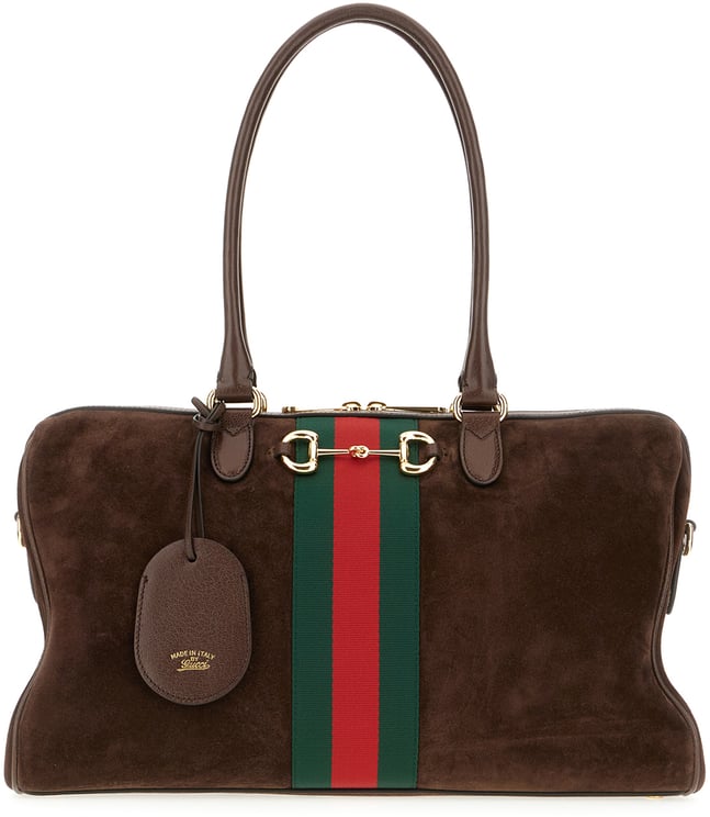 Gucci Gucci Brown suede large Borsetto shopping bag