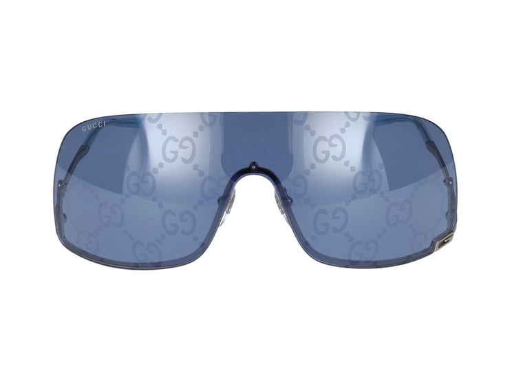 Gucci Grey Shield-Style Metal Sunglasses