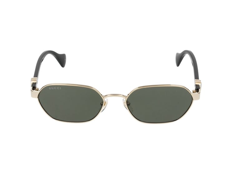 Gucci Gold Geometric Metal Frame Sunglasses