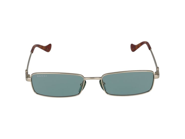 Gucci Gold Rectangular Metal Frame Sunglasses