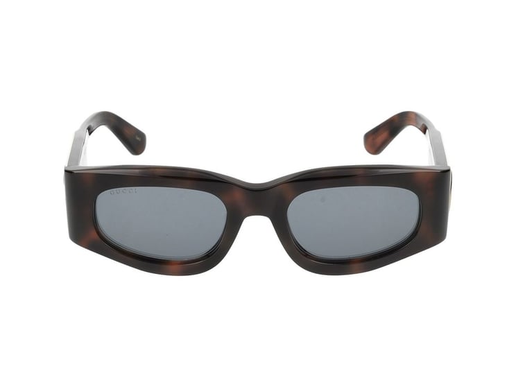 Gucci Havana Gold-Tone Detail Oversized Square Sunglasses