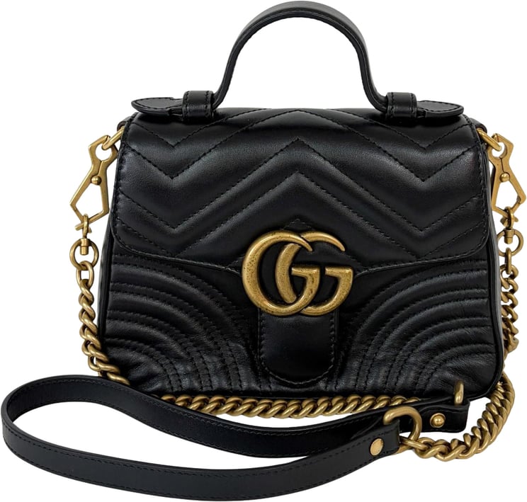 Gucci Gucci GG Marmont Top Handle Bag Leather Mini