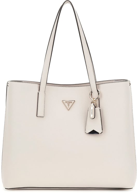 Guess Guess Women's White Tote Bag In Faux Leather With Triangle Logo And Gold-tone Details.